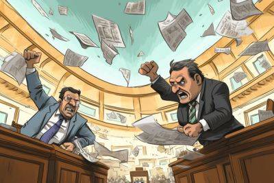 Фикри Атаоглу - Депутаты забросали друг друга бумагами во время заседания парламента ТРСК - cyprusbutterfly.com.cy - Кипр